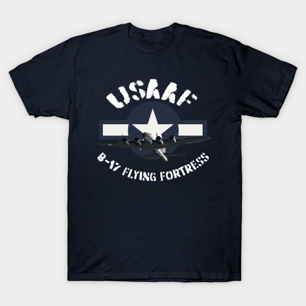 USAAF B-17 Flying Fortress T-Shirt by BearCaveDesigns